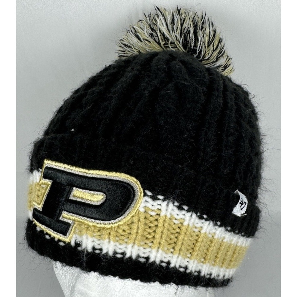 New Era '47 Purdue University Knit Pom Pom Black Gold Knitted Winter Hat Cap